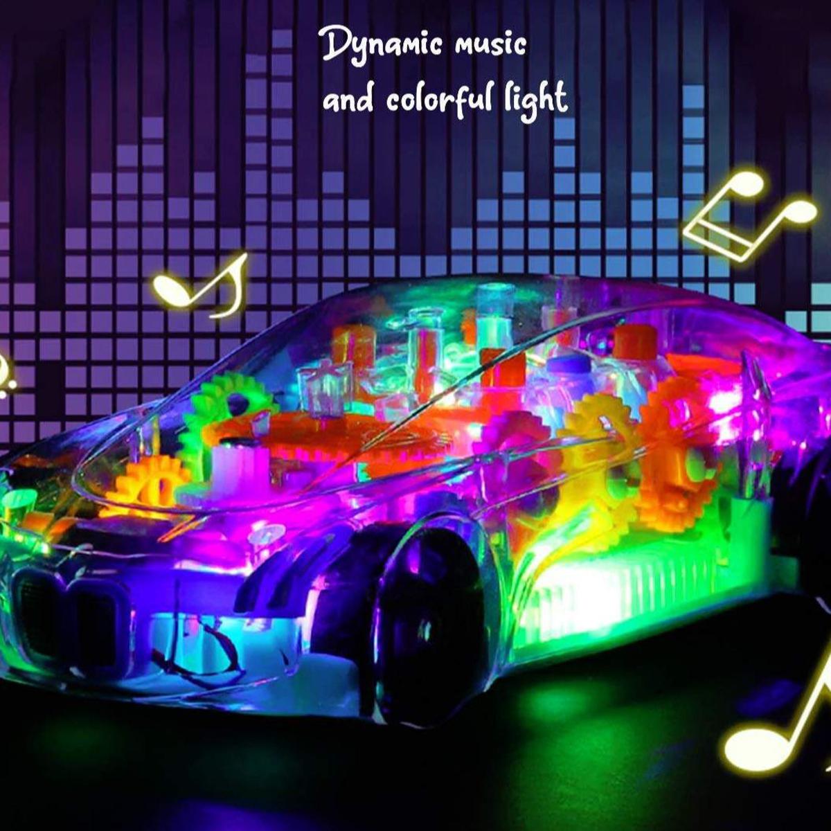 Transparent Concept Racing Car for Kids with Gear Technology 3D Light,Musical Sound