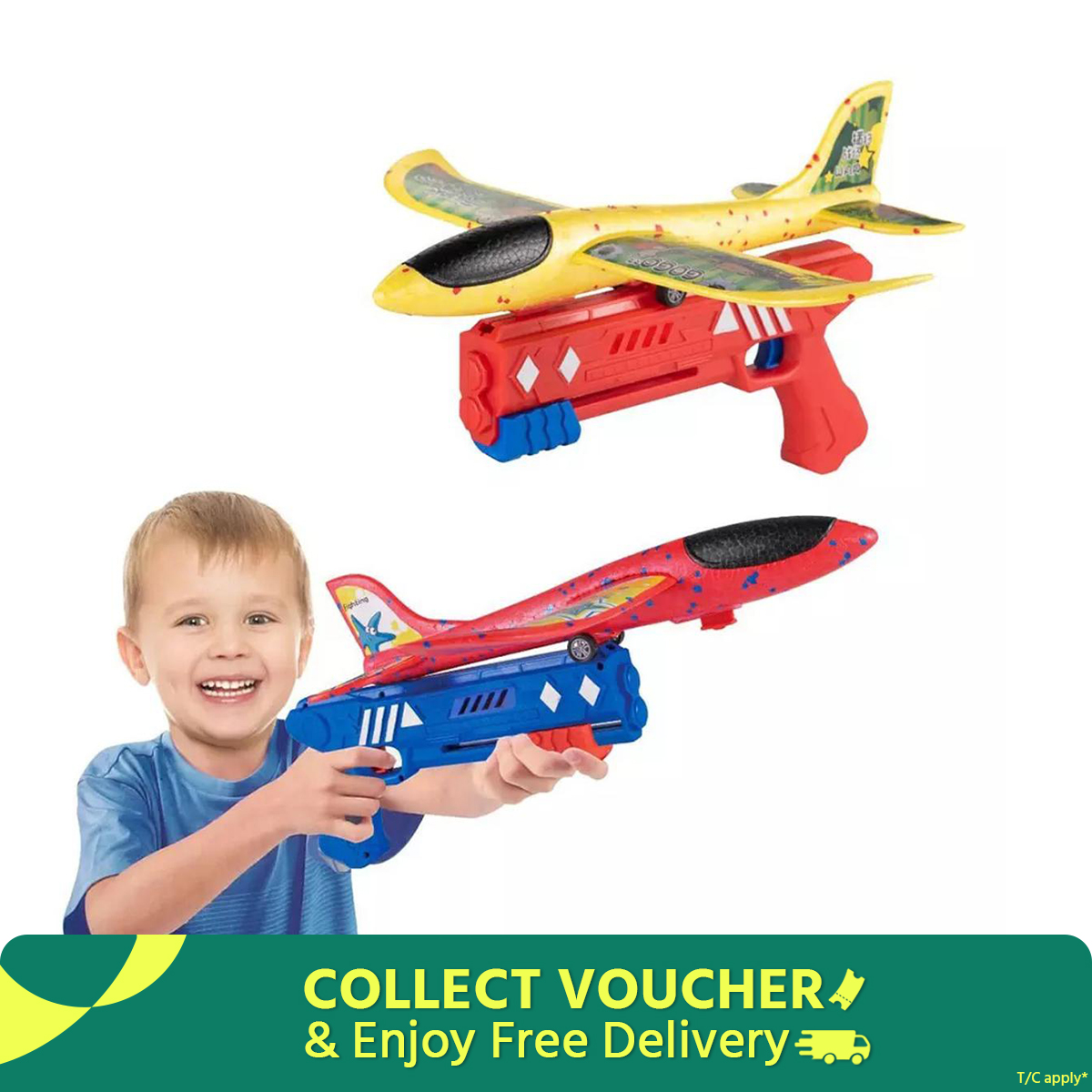 Indoor Outdoor Foam Glider Catapult Gun Plane Toy for Girls Boys