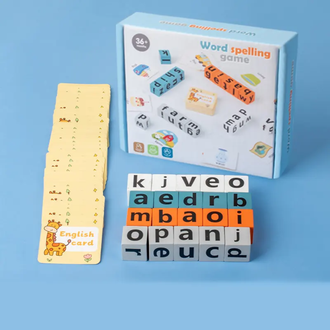 Wooden word spelling game