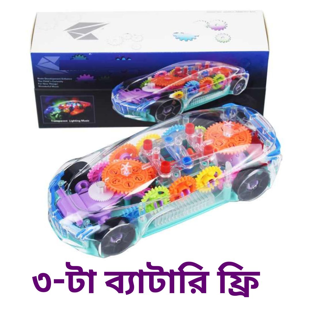 Transparent Concept Racing Car for Kids with Gear Technology 3D Light,Musical Sound