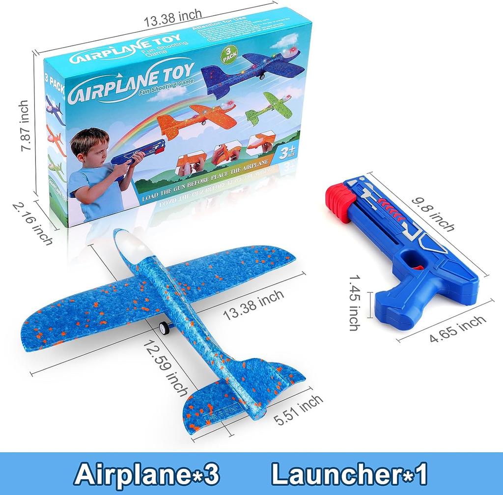 Indoor Outdoor Foam Glider Catapult Gun Plane Toy for Girls Boys